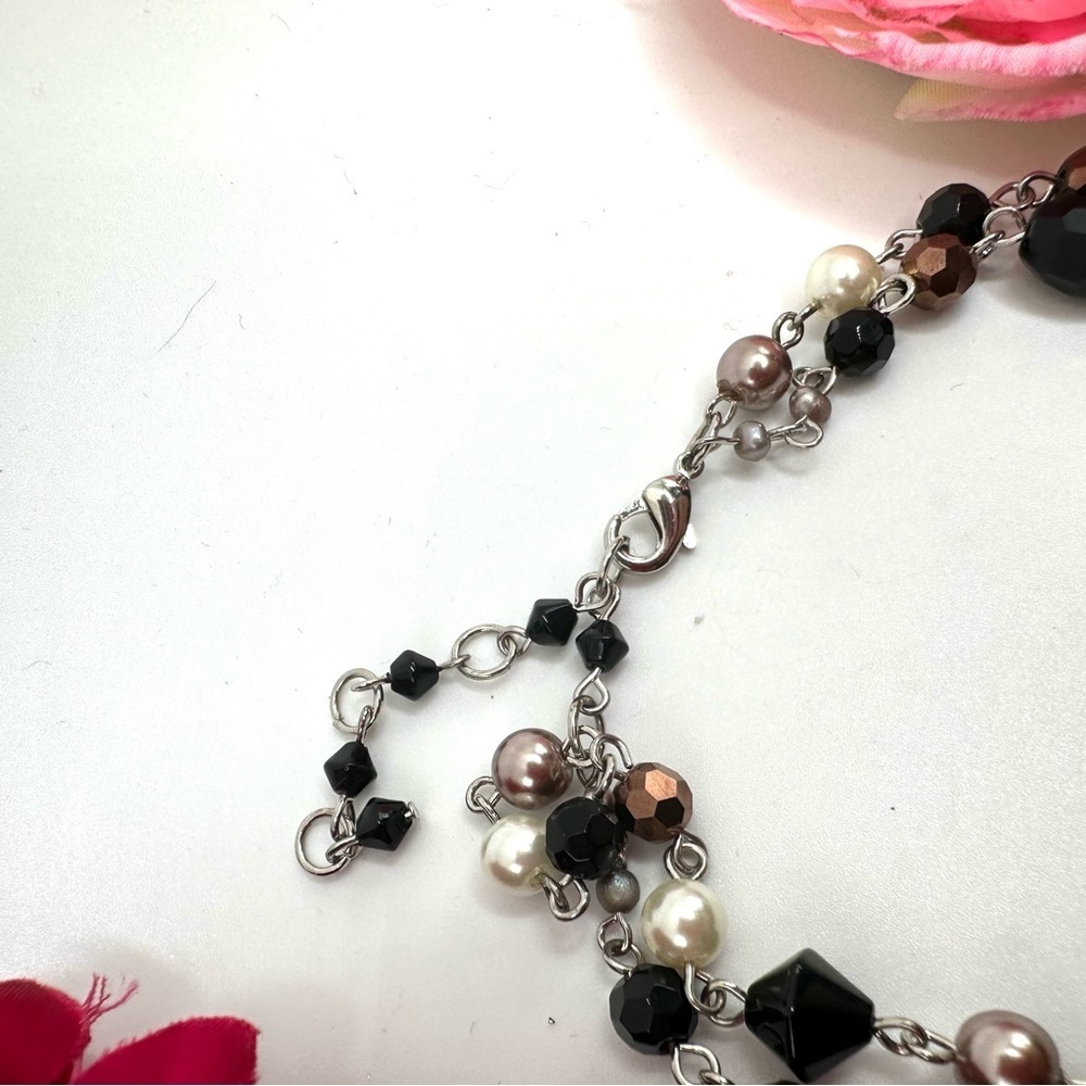 NEW⚜️GLASS Crystal & Pearl Beaded Necklace - Picture 6 of 7